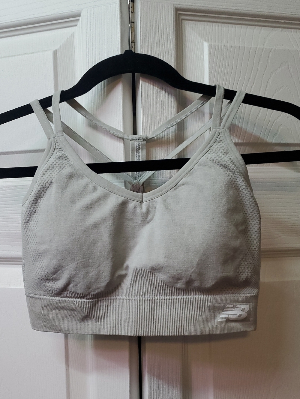 New Balance Light Gray Strappy Seamless Sports Bra